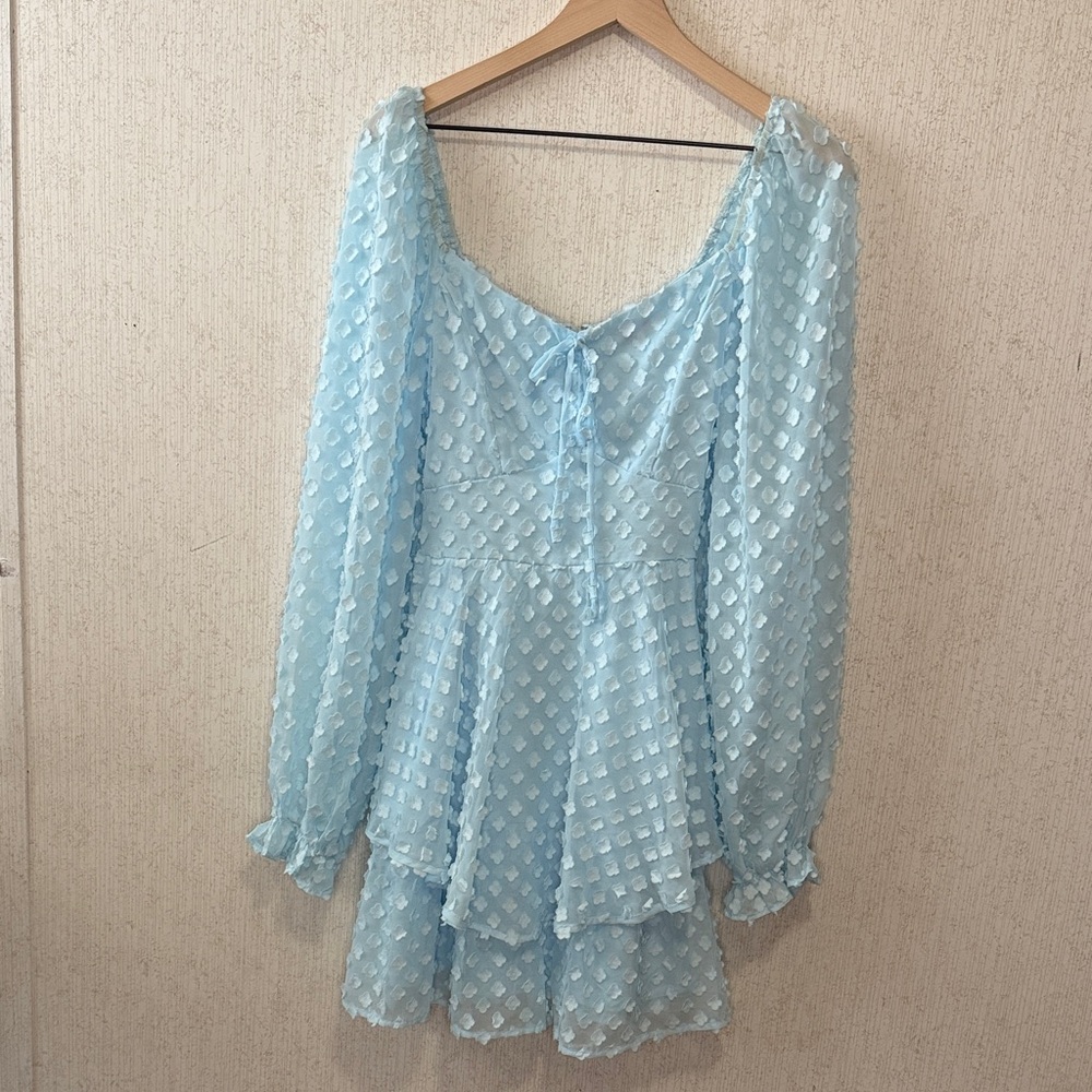 Miami Light Blue Textured Mini Dress